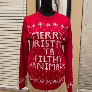 BooHoo Red Filthy Animal Christmas Sweater